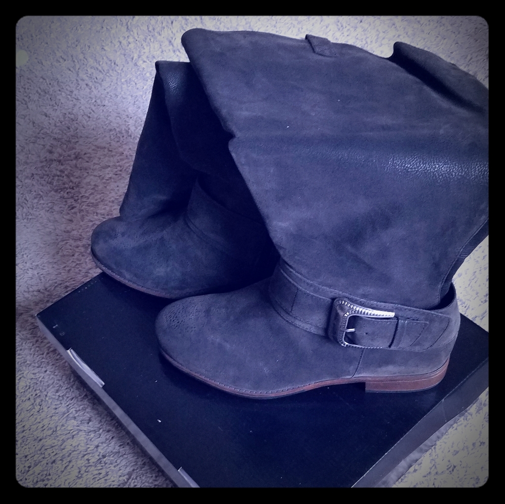Western style knee-high leather boots